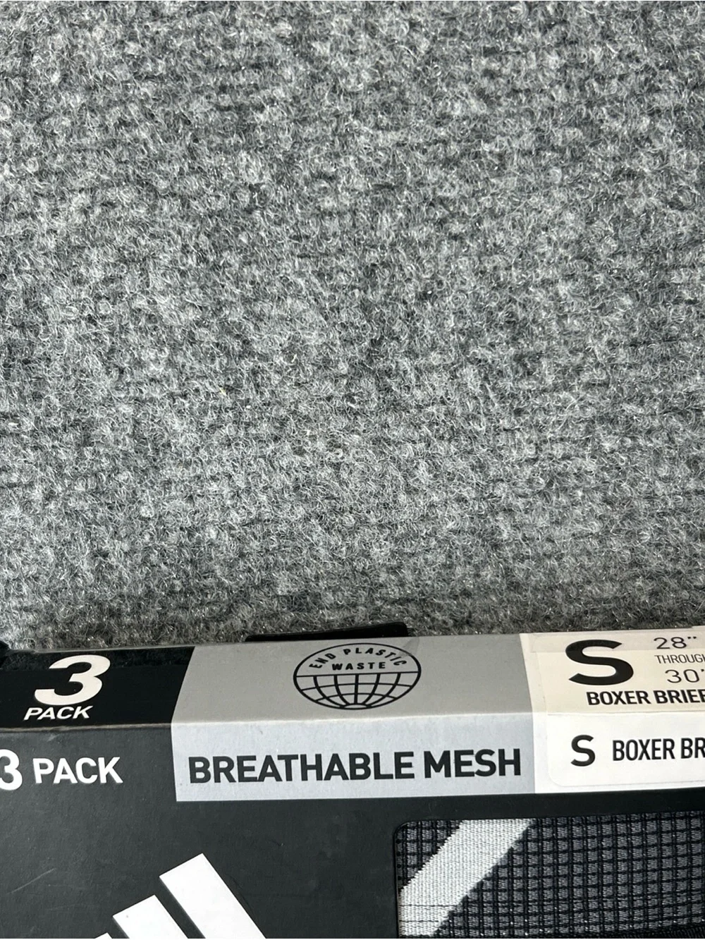 adidas Men’s Performance Mesh Boxer Briefs - 3 Pack, Black/Gray size small new